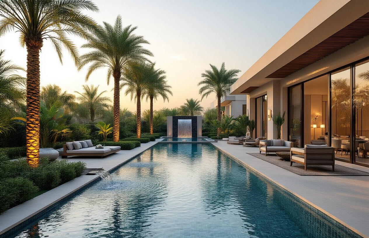 Outdoor Living Spaces with Advanced Landscaping and Pool Features