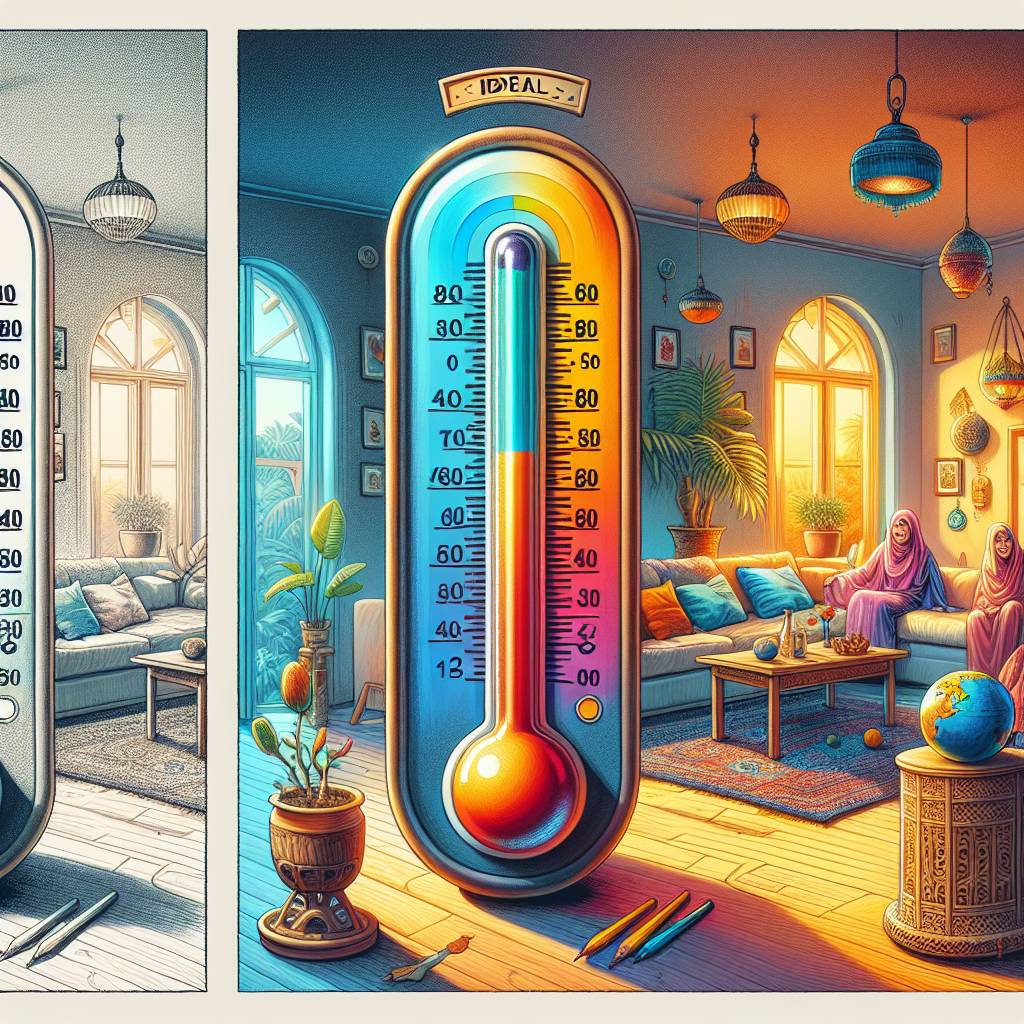 "Infographic comparing recommended AC temperatures for Dubai bedrooms (22°C), living rooms (24°C), and offices (23°C)"